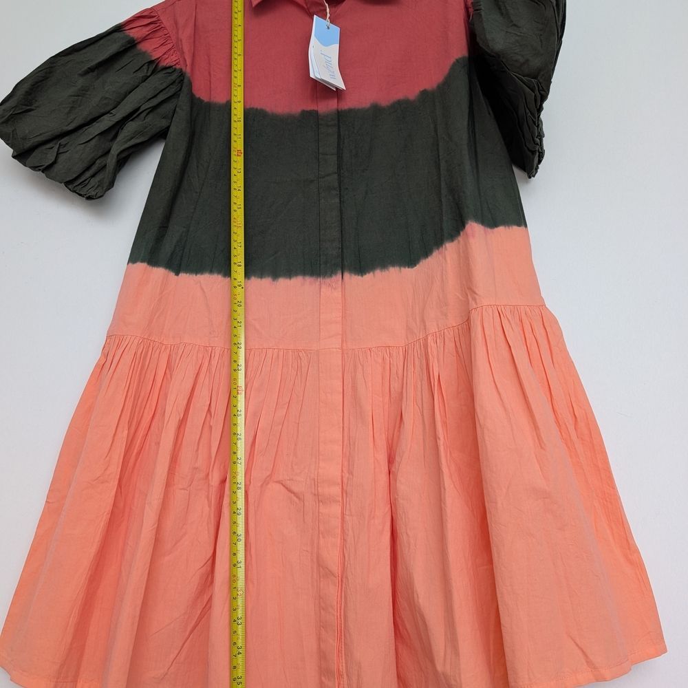 NWT Wknd Wyfr Frock-It Ombre Colorblock Collared Puff Short Sleeve Dress Sz M - Picture 3 of 15